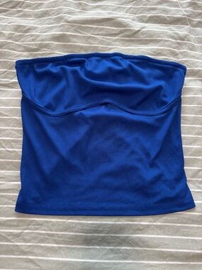 Ribbed Royal Blue Strapless Tube Top